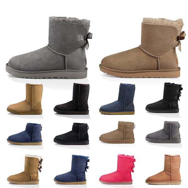 

fashion women lasies winter snow ankle boots fur leather luxury designer boot pink blue black chestnut khaki grey australians booties platfo