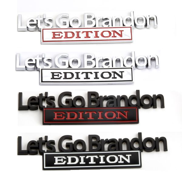 

lets go brandon car sticker party favor zinc alloy tailgate trim badge body leaf board banner