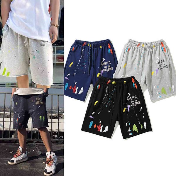 

fashion shorts galleryes couples pants street speckle ink casual men's 2022 summer dress women's running brand loose, White;black