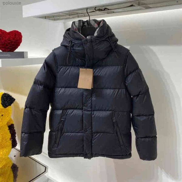 

designer jacket luxury mkle mk meng nylon puffer down et long detachable sve digner male hooded side sile patch warm coat, Black