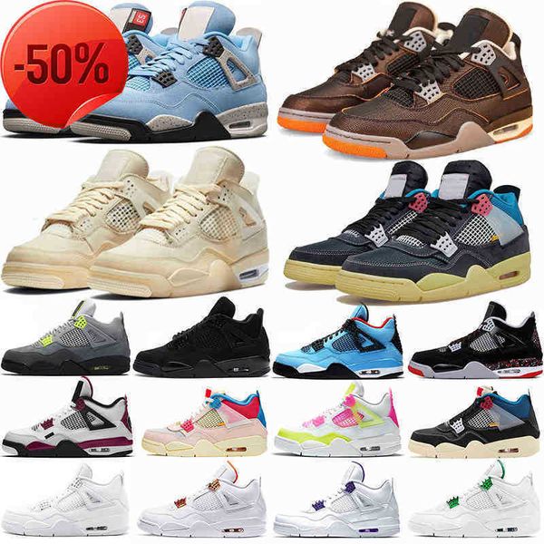 

4 4s mens basketball shoes starfish black cat metallic university blue bred fire red cactus jack white oreo cement taupe haze sneakers