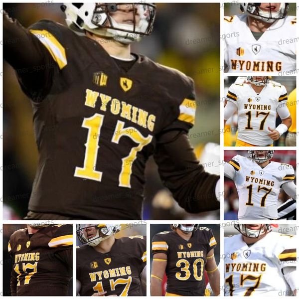 

custom wyoming football jersey josh allen isaiah neyor andrew peasley bertagnole brown white college jerseys men women kids, Black