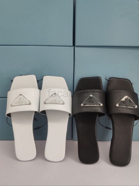 

slippers designer designer shoes slipper square toe leather black and white 35-42