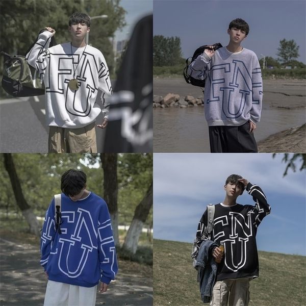 

mens hoodies sweatshirts korean fashion casual hoodie harajuku loose sweatshirt letter print long sleeve y2k harajuku pullover high street, Black