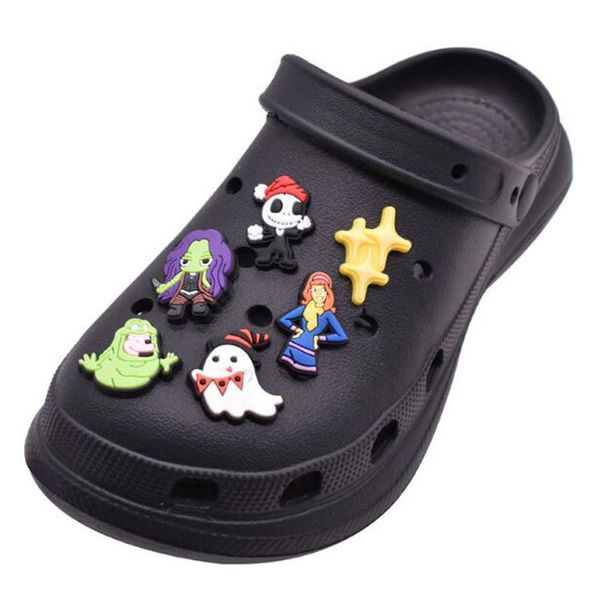

moq 100pcs halloween party croc charms cartoon anime shoecharms buckle fashion shoe accessories gift, White;pink