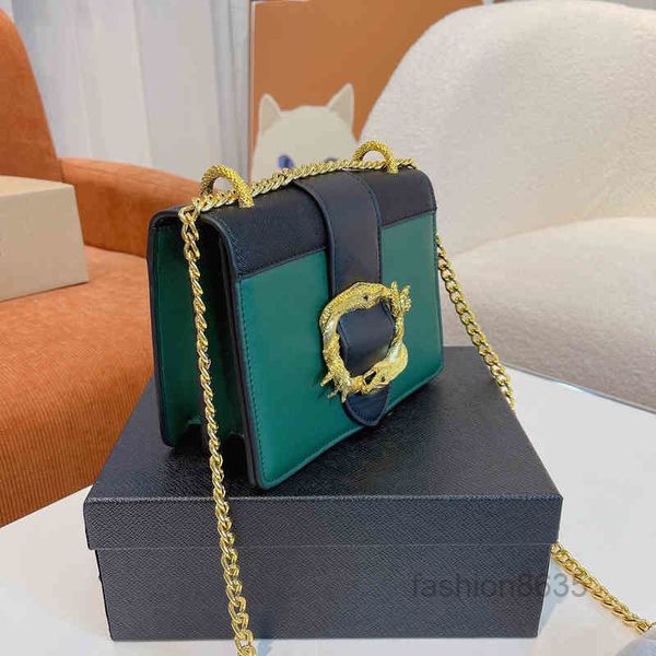 

evening bags women gold chain handbag shoulder leather designer bags color matching crossbody female metal buckle purses 22031