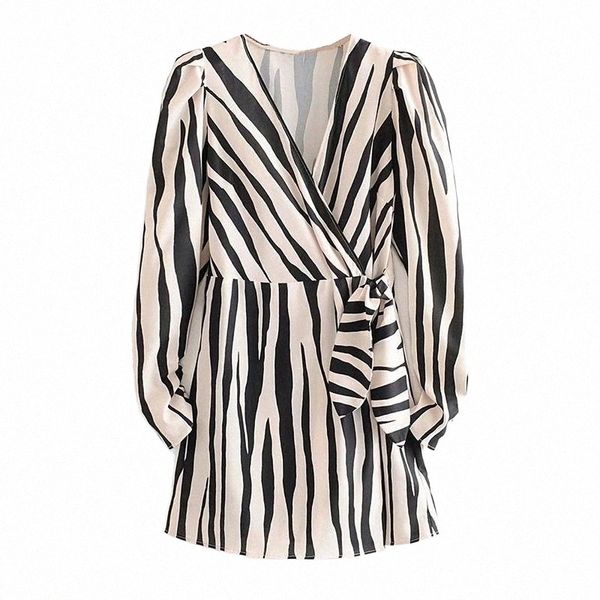 

casual dresses stylish a line zebra stripe dress women v neck bow tie fashion party female long sleeve 2021 vestidos c5uy#, Black;gray