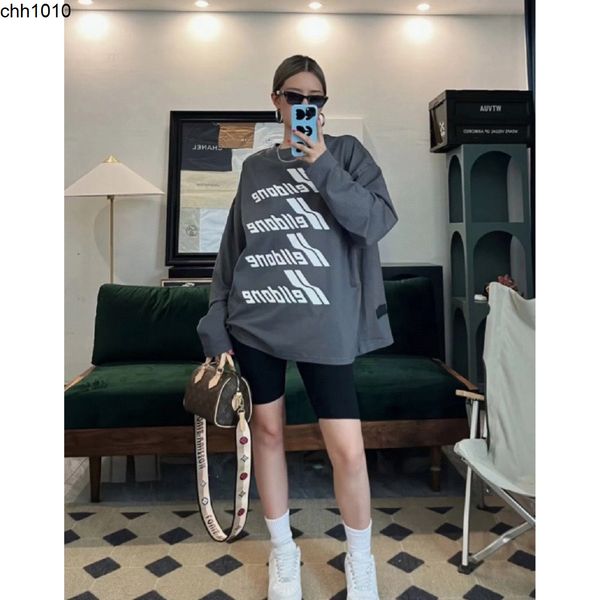 

we11done korean niche fashion brand three color versatile long sleeve t-shirt loose men's lover's sweater men's autumn clothe, Black