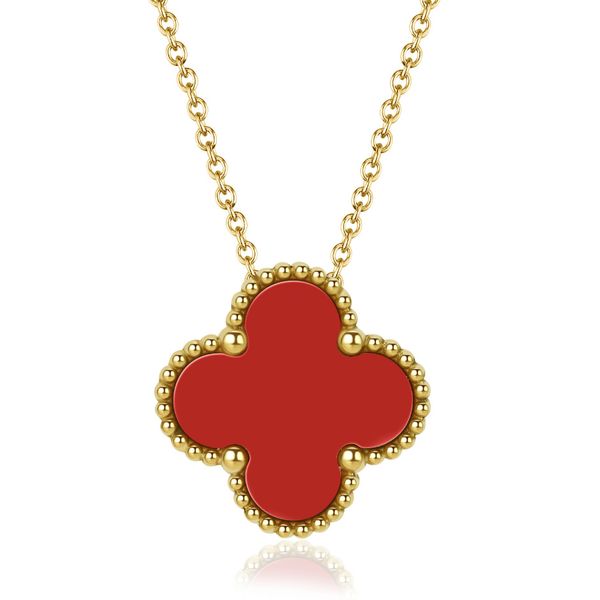 

elegant design black red clover pendant necklace jewelry for women gift, Silver