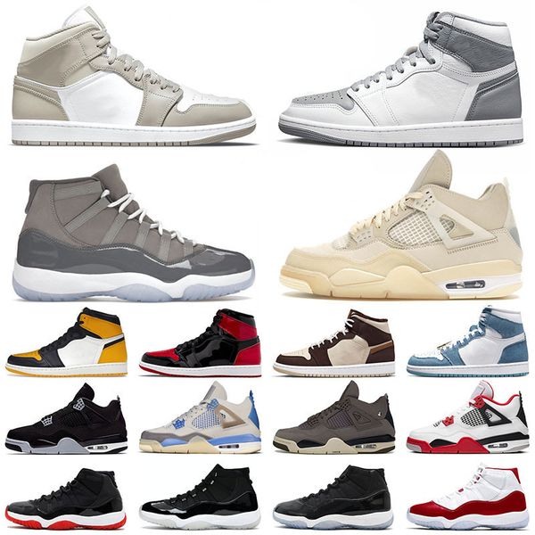 

classic 1 4 11 jumpman basketball shoes violet ore trainers 4s black canvas low 72-10 college grey 1s university blue stealth women sports