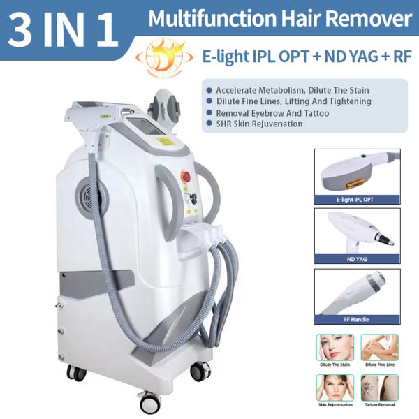 

2021 3in1 ipl e-light rf nd yag permanent picosecond laser hair removal and wash the eyebrow tattoo removal beauty machine for beauty salon