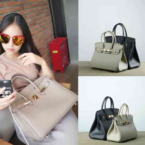 

herme bags layer cowhide bag for women 2022 new autumn and winter high-capacity lychee pattern