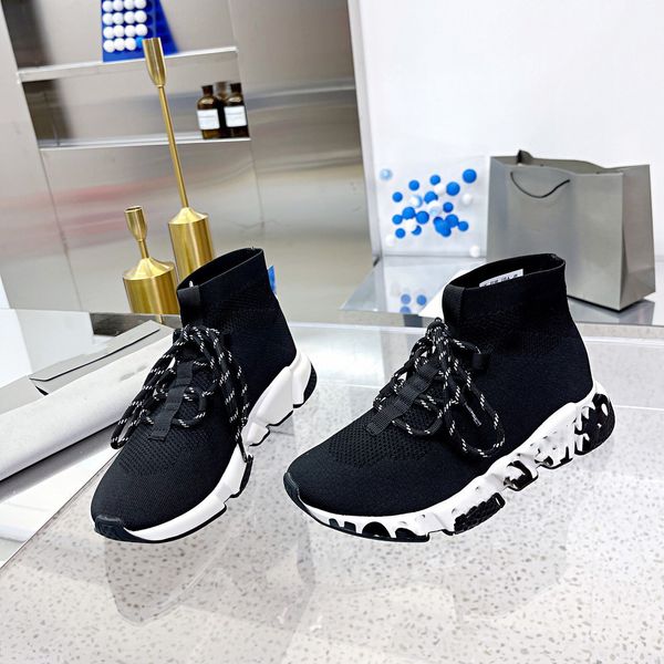 

fashion shoes accessories boots balencaigaity men' women' autumn and winter leather alphabet socks boots d-019, Black