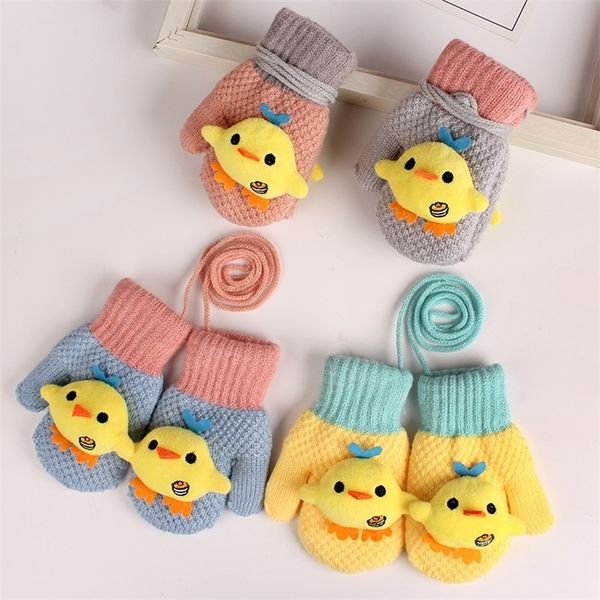 

childrens finger gloves winter warm childrens winter warm knitting gloves for kids thickening knitted gloves christmas gifts cartoon kid mit, White