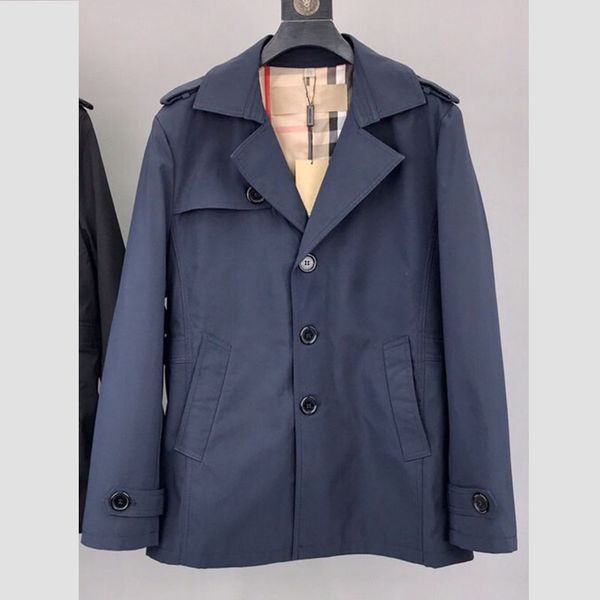 

men's trench coats lapel slim long sleeve windbreakers designer brand classic overcoat autumn winter windproof outerwear jackets for me, Tan;black