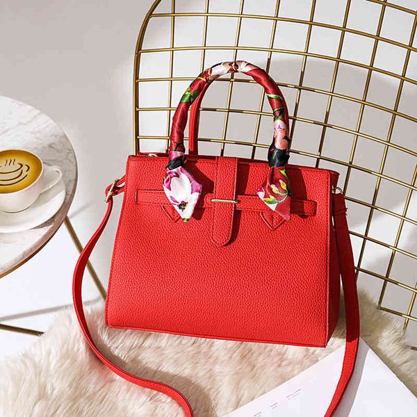 

herme bags red bride bag large capacity handbag one shoulder fashion quality 2022 new women's skew straddle