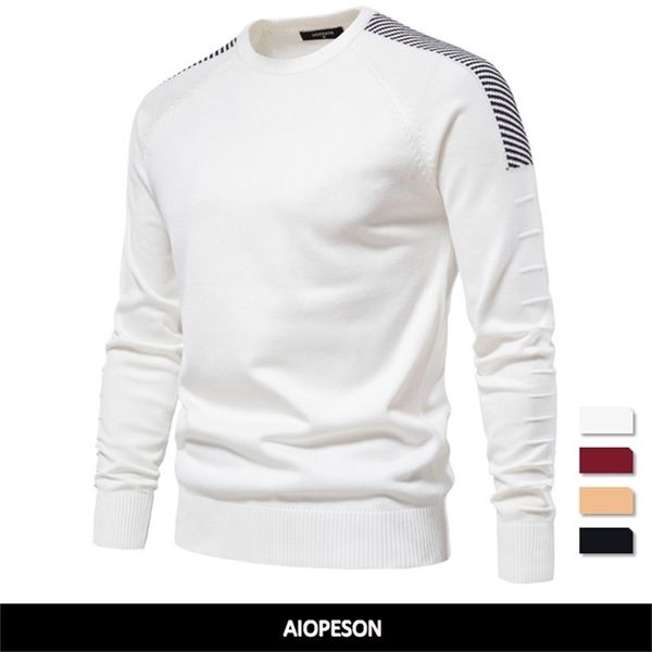

mens sweaters aiopeson spliced drop sleeve casual oneck slim fit pullovers winter warm knitted for 220914, White;black