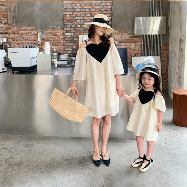

family matching outfits parent child dress summer mother daughter girls' three dimensional love age reducing 220915, Blue
