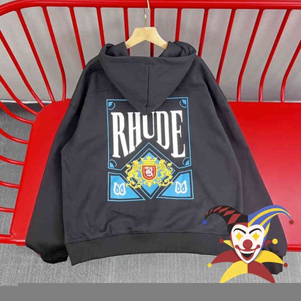 

hoodies 2022fw rhude hoodie men women 1 1 quality casual pullover, Black