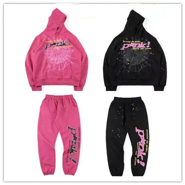 

222ss designer spider 555 hoodie vintage luxe fashion printing hooded pullover red sp5der young thug angel men blue shoe web sweatshirts bla, Black