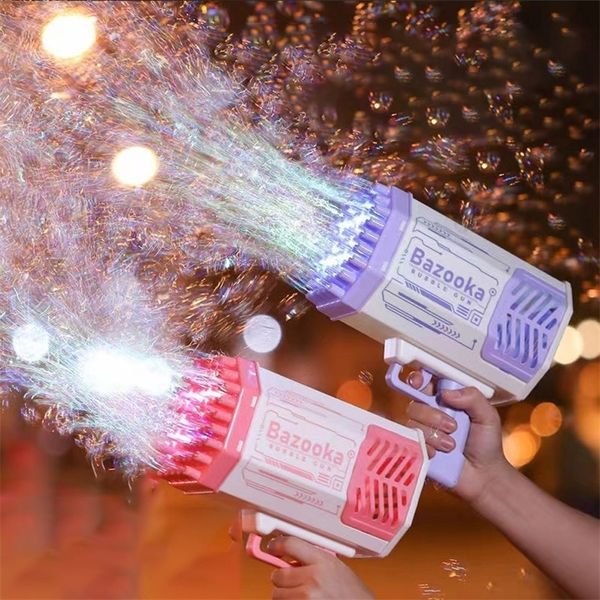 

gun toys 8869holes bubble gun automatic bubbles machine rocket gun launcher shape blower soap toys for kid bubble machine party supplies 220