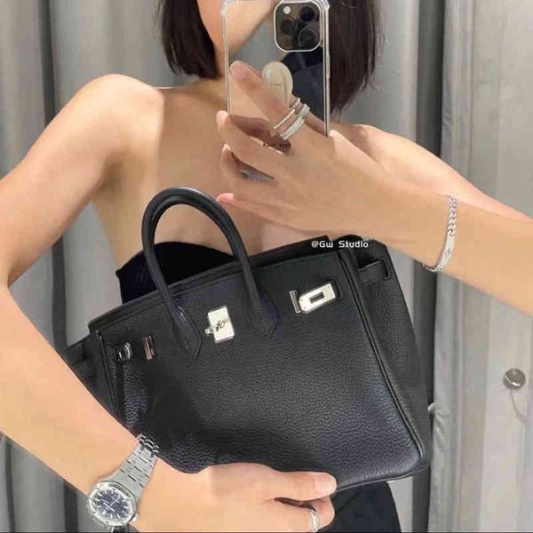 

herme bags star bag of the same style women's leather 35h silver buckle large capacity versatile portable men