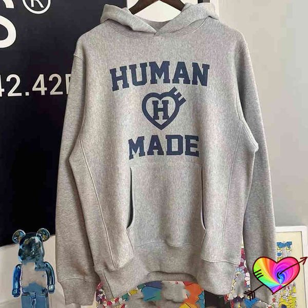 

men's hoodies sweatshirts 2022 human made hoodie men women 1 1 sleeve embroidered heart human made hoodie heavy fabric fleece pullovers, Black