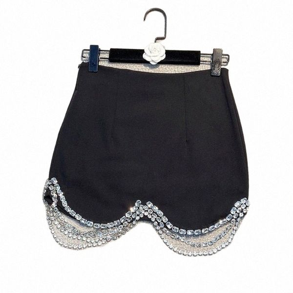 

skirts 2021 spring and summer all-match rhinestone edging temperament slim skirt 0331 12pr#, Black