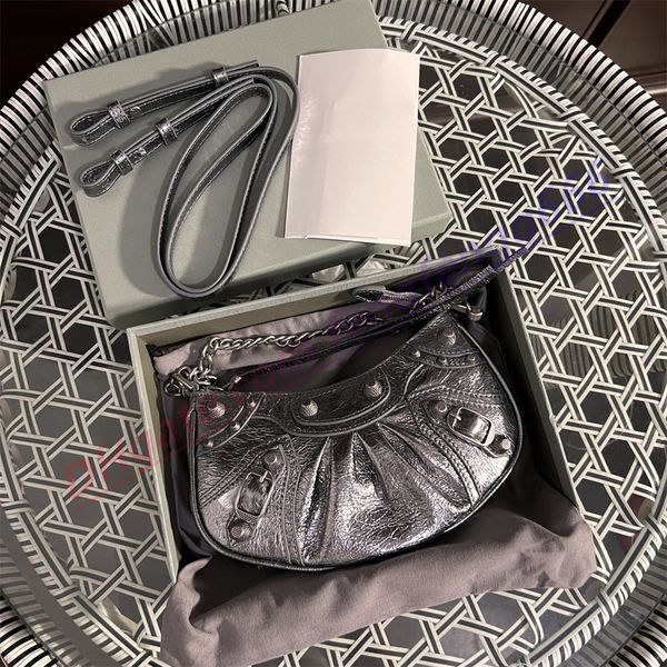 

balenciiaga bag highquality luxury genuine motorcycle bag women luxurys fashion shoulder cool girl crossover pink mini wax black silver red
