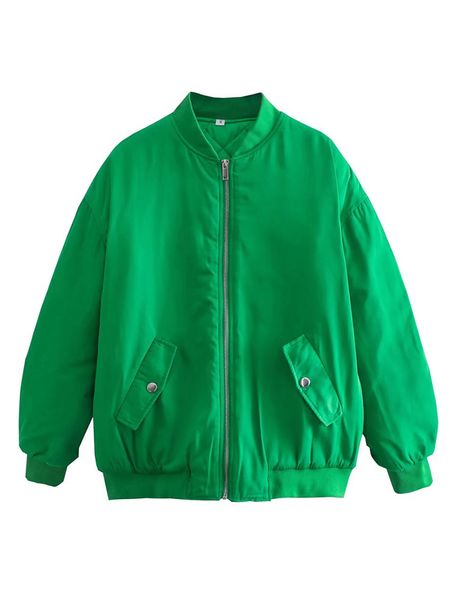 

women s jackets yenkye fashion women green loose bomber jacket vintage long sleeve zipper streetwear coat female autumn outerwear 220913, Black;brown
