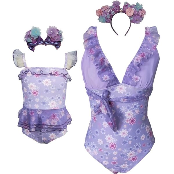 

family matching outfits girls encanto madrigal isabel cosplay swimsuit family matching swimwear costume mom and me princess mirabel costume, Blue