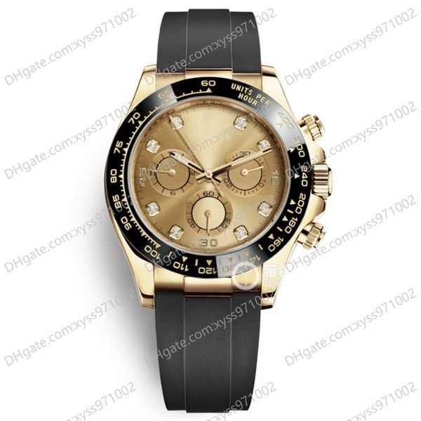 

mens watch 2813 automatic mechanical m116518ln-0044 watch 40mm champagne diamond dial natural rubber strap without chronograph m116518 ceram, Slivery;brown