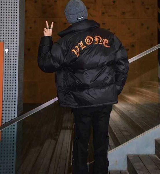

222ss designer winter new vlones jacket down men's and women's same letter embroidered down cotton jacket big v, Black