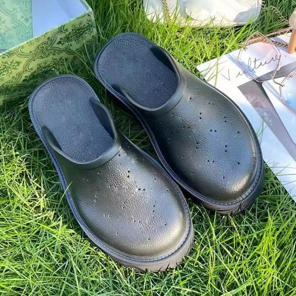 

designer sandals high heels foam diatom mud baotou thick bottom flat bottom fashionable slide casual foam shoes water walker trainer slipper, Black