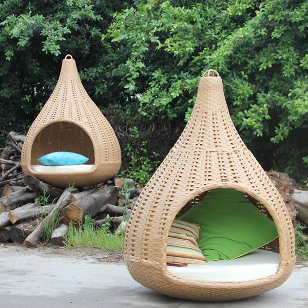 

customized outdoor hammock bird's nest bed b&b holiday courtyard creative rattan bed outdoor cage rattan birdcage bed