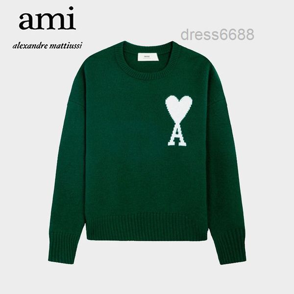 

hoodie designer ami2022 fall paris big love turtleneck macarone winter couple round neck sweater kr96, Black