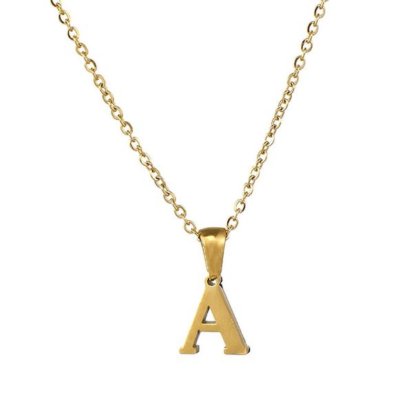 

initial a-z 26 letters necklace stainless steel welding alphabet clavicle chain choker for women pendant collar jewelry, Silver