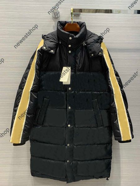 

2022 winter mens long down jacket designers clothes womens sleeve 3m reflective letter printed with hooded women downs jackets, Black