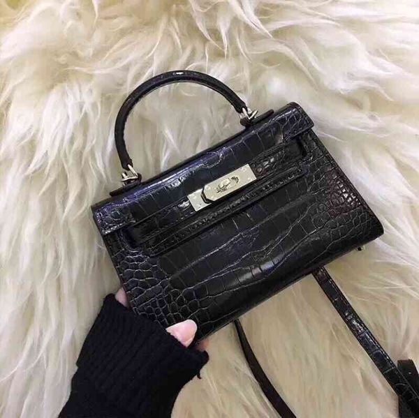 

designer herme kelys bags 2022 second generation bag trend single shoulder diagonal hand-held leather women's crocodile small square