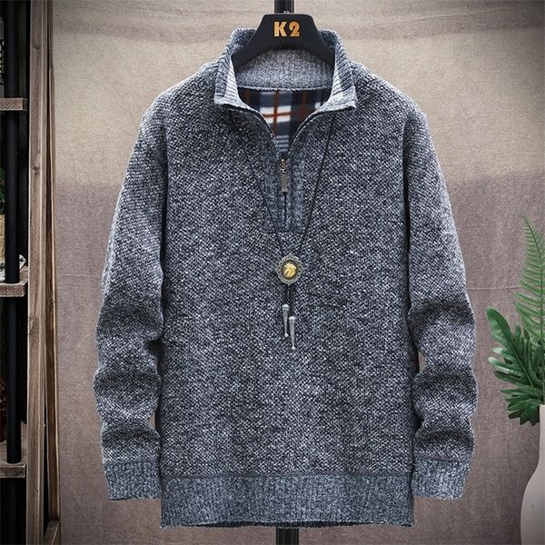 

mens sweaters autumn men sweater fleece mens casual pullover sweaters jacket streetwear long thick warm sweater coat solid clothing 220914, White;black