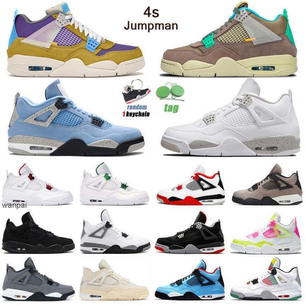 

shoes jumpman 4 4s desert moss basketball shoes for men women university blue taupe haze white oreo bred sail mens trainers sport sneakers j, Black