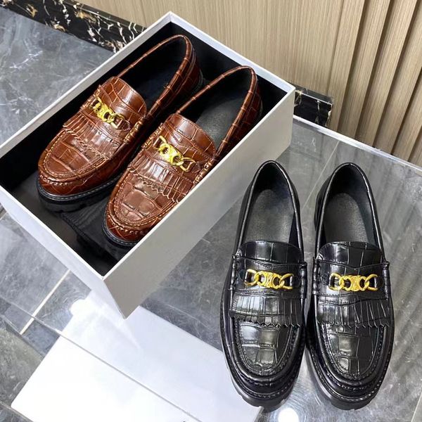 

modelutti 2022 spring autumn dress shoes fashion genuine leather platform shoes animal print women simple all-match casual loafers female, Black