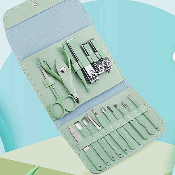 

16 pieces nail clipper suit nail manicure set scissors pedicure cutter stainless steel eagle hook portable trimming sets
