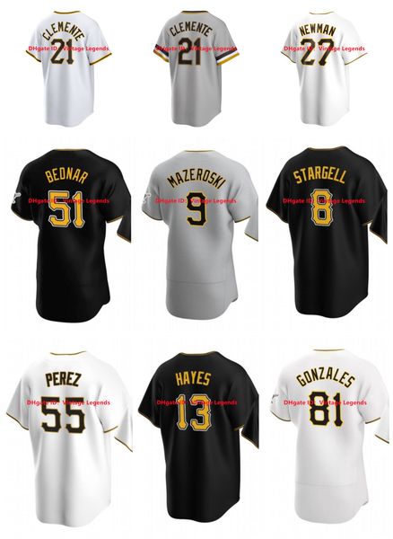 

david bednar roberto clemente pirates baseball jersey kevin newman bryan reynolds bill mazeroski ke'bryan hayes roberto perez michael c, Blue;black