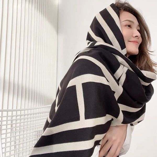 

scarves luxury double sided letter scarf women winter warm cashmere shawl printed soft thin blanket holiday gift 220914, Blue;gray