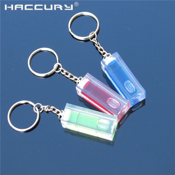 

20pcs/lot haccury key chain small bubble level spirit acrylic square level measuring instrument size 15x15x36mm