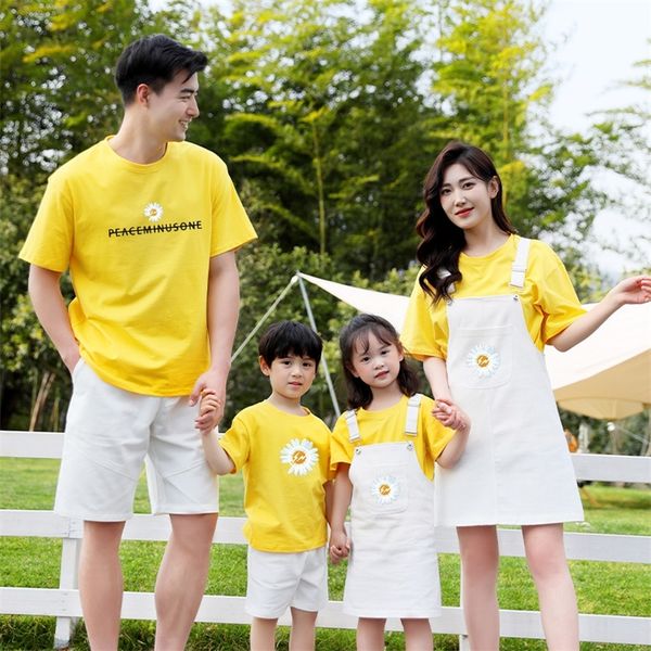 

family matching outfits look clothes strap dress sets mother and daughter cotton shirts tees set 220915, Blue