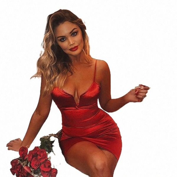 

casual dresses elegant satin for women solid red black midi dress 2021 fashion winter v-neck ladies christmas party night z79b#, Black;gray