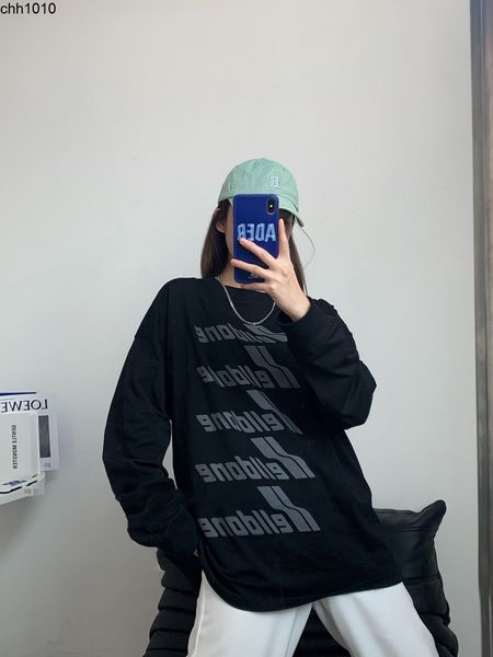 

high version we11done classic bullet screen printing basic long sleeve, Black