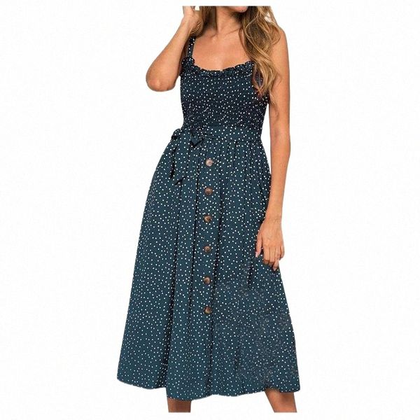 

casual dresses 2021 summer women dress fashion tank bow camisole vest ruffle dot print sleeveless for female blusa feminina mujer 18d0#, Black;gray